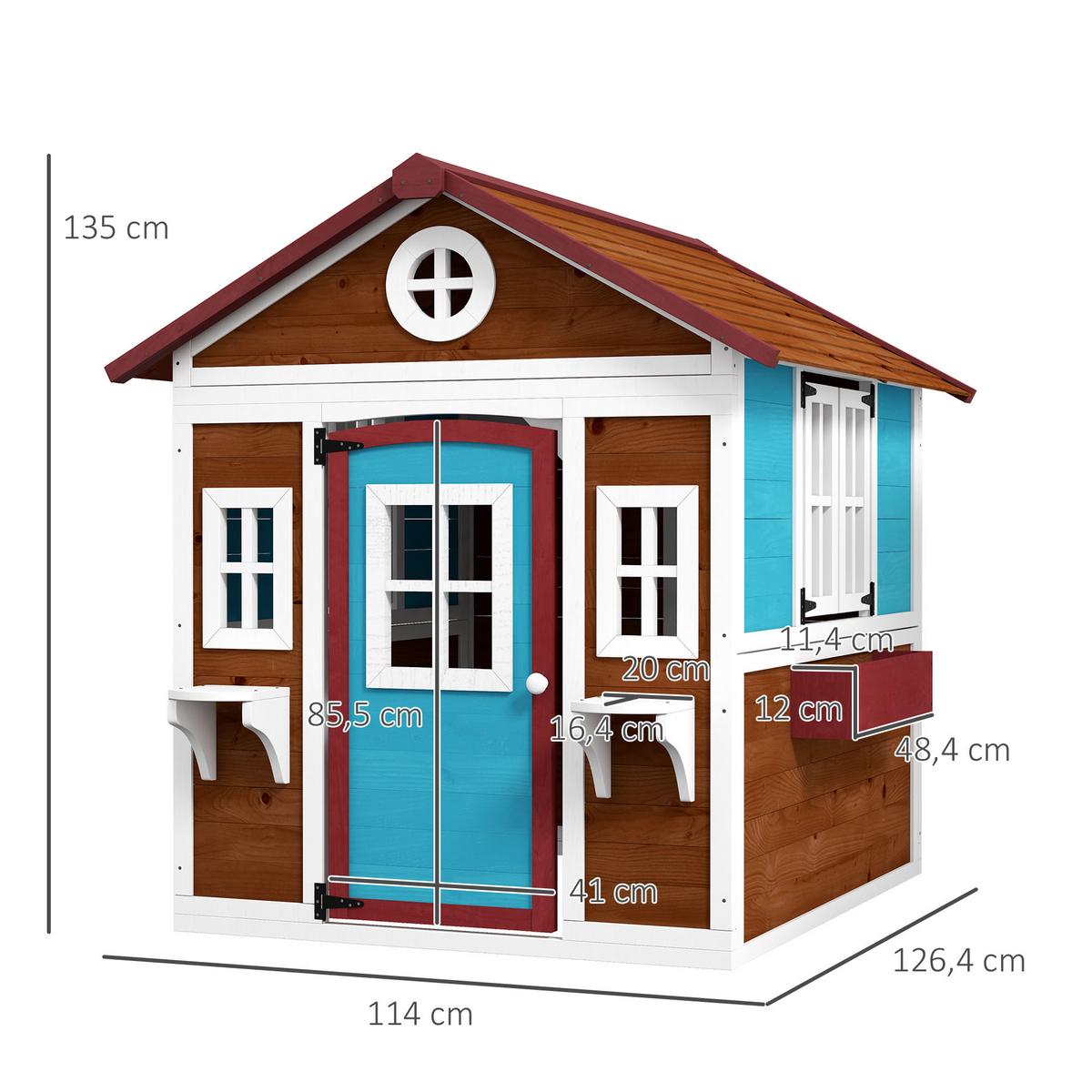KINDERSPIELHAUS, Mehrfarbig, Tannenholz - Multicolor, Holz (114/135/126.4cm) - Outsunny
