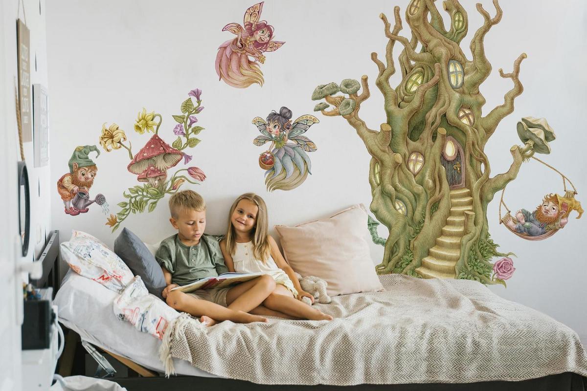 WANDAUFKLEBER 80x106cm - Feenwaldwesen - Multicolor, Kunststoff (80/106/0.1cm) - Wallfluent