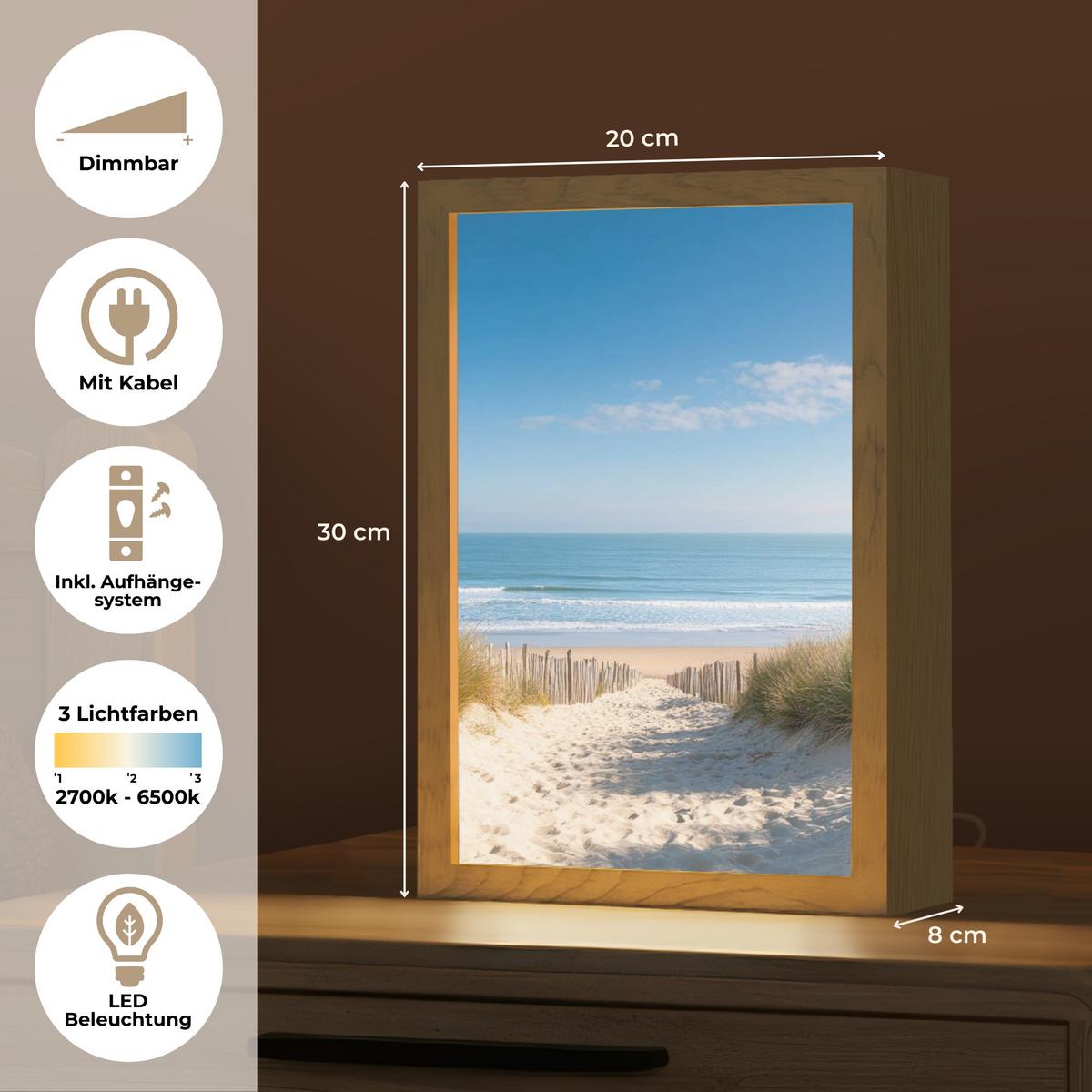 WANDLEUCHTE Strand - Meer - Düne - Sand - Sommer 20x30 cm - Sandfarben, Holzwerkstoff (20/30/8cm) - OnlyWow