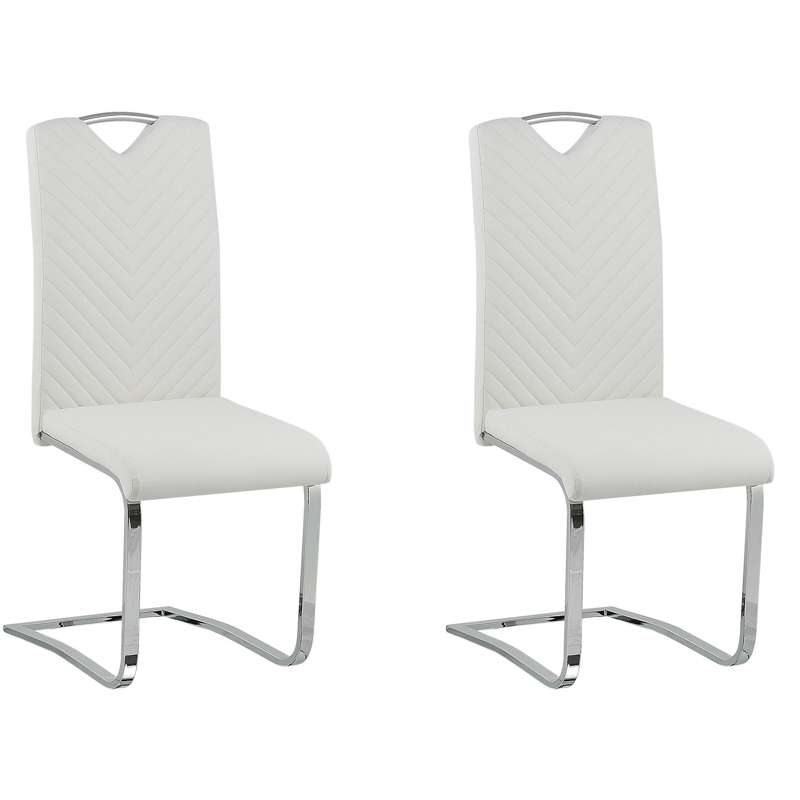 ESSZIMMERSTUHL 2er-Set Kunstleder Weiß Picknes - Weiß, Textil/Metall (43/105/55cm) - Beliani