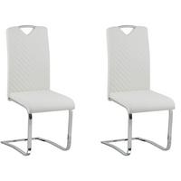 ESSZIMMERSTUHL 2er-Set Kunstleder Weiß Picknes - Weiß, Textil/Metall (43/105/55cm) - Beliani