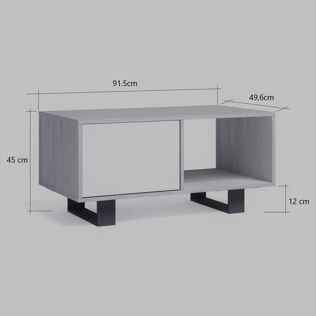 COUCHTISCH WIND, 2 Türen, grau, eiche, 92/50/45cm - Braun, Holzwerkstoff (92/50/45cm) - Skraut Home