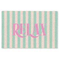 FUSSMATTE Rosa – Grün – Streifen – Entspannung 90x60 cm - Mintgrün, Kunststoff (90/0.4cm) - MuchoWow