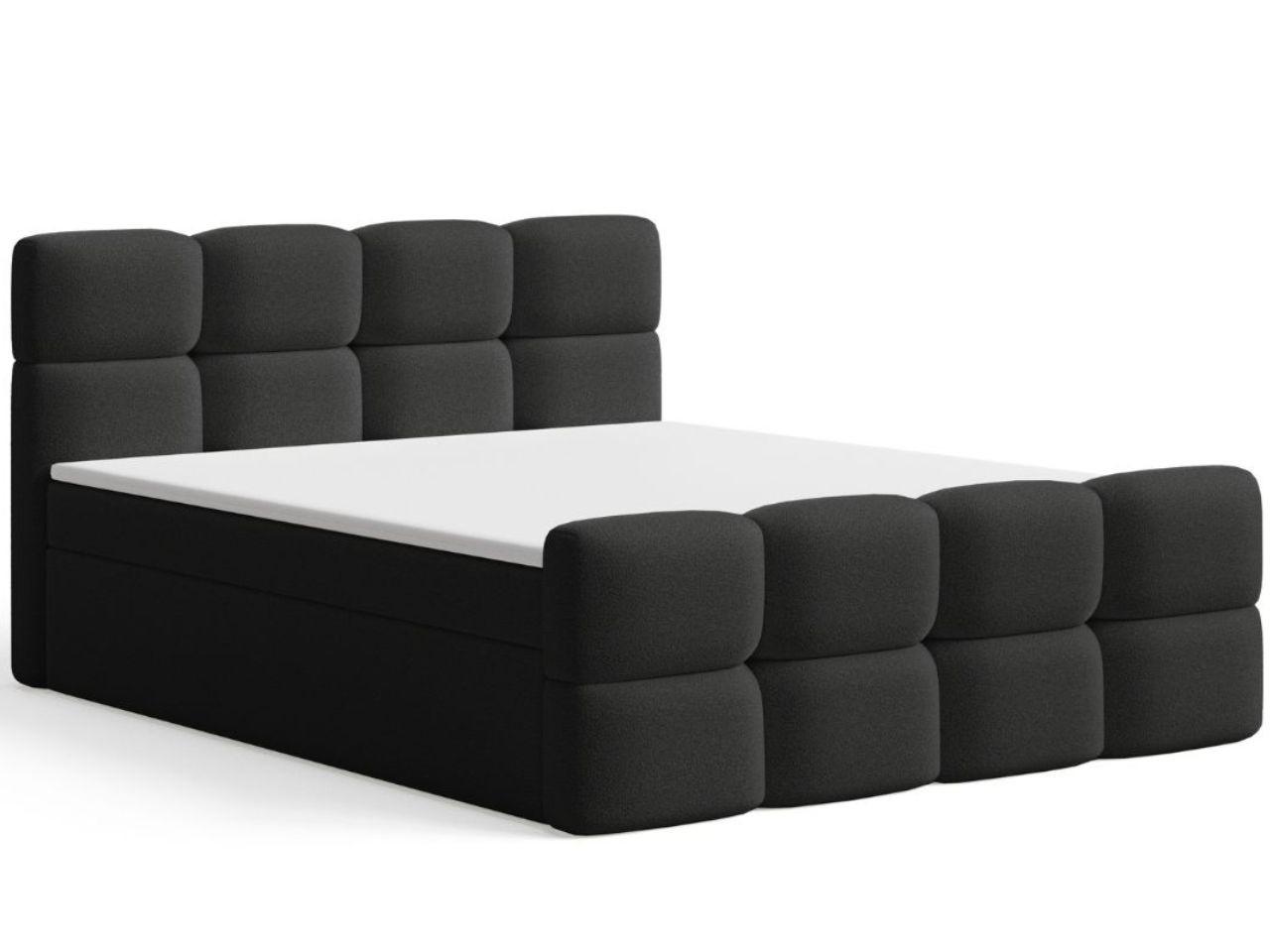BOXBETT Rivon 140x200 Bouclé-Stoff Schwarz - Schwarz, Holz/Textil (140/200cm) - Graingold