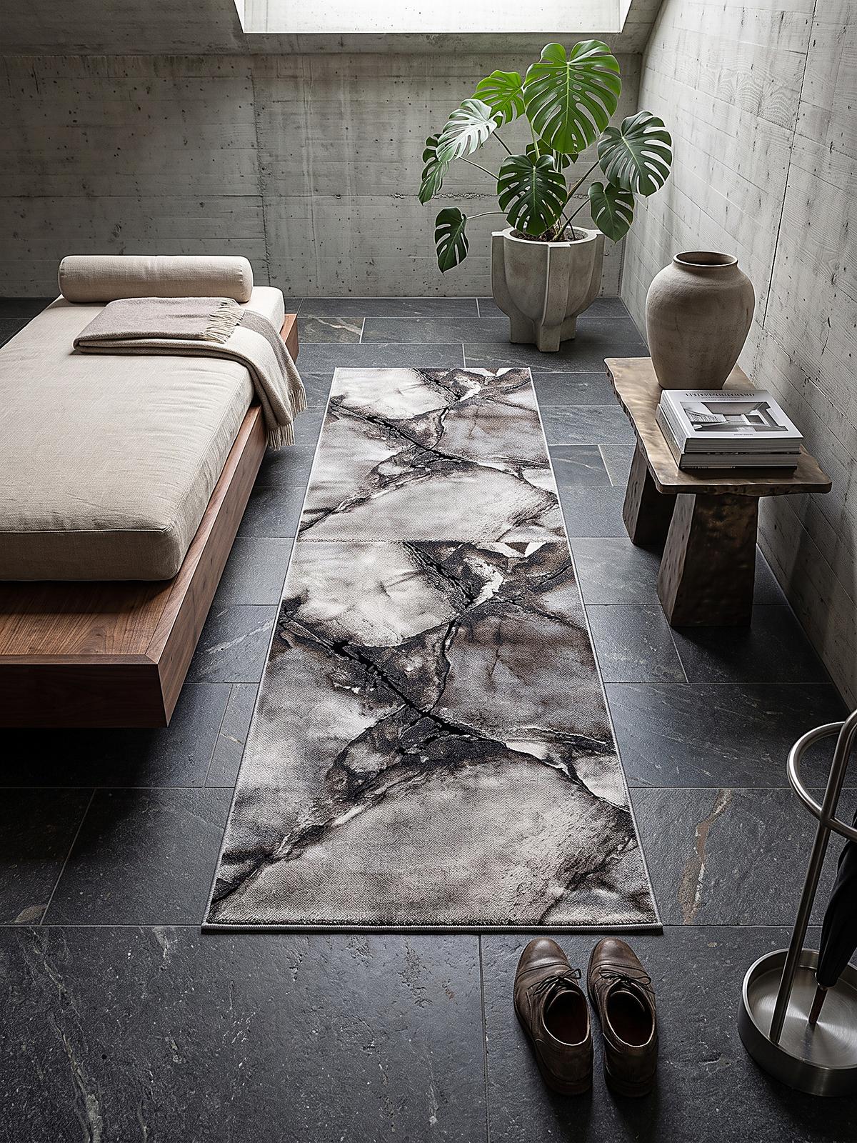 TEPPICHLÄUFER Abstrakt OGLIO Polypropylen Grau 80 x 150 cm - Grau, Textil (80/150cm) - KADIMA DESIGN