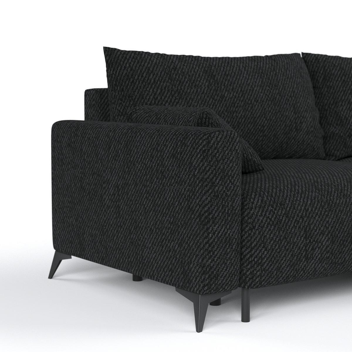 ECKSOFA NUVIO mit Schlaffunktion Schwarz im Neve Stoff - Schwarz, Holz/Holzwerkstoff (239/148cm) - AltaBeds