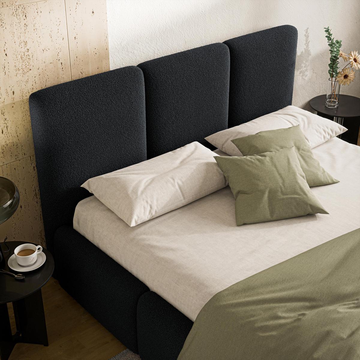 POLSTERBETT ARSIL 120x200 cm mit Bettkästen - Schwarz - Schwarz, Holz/Textil (120/200cm) - MASSENO