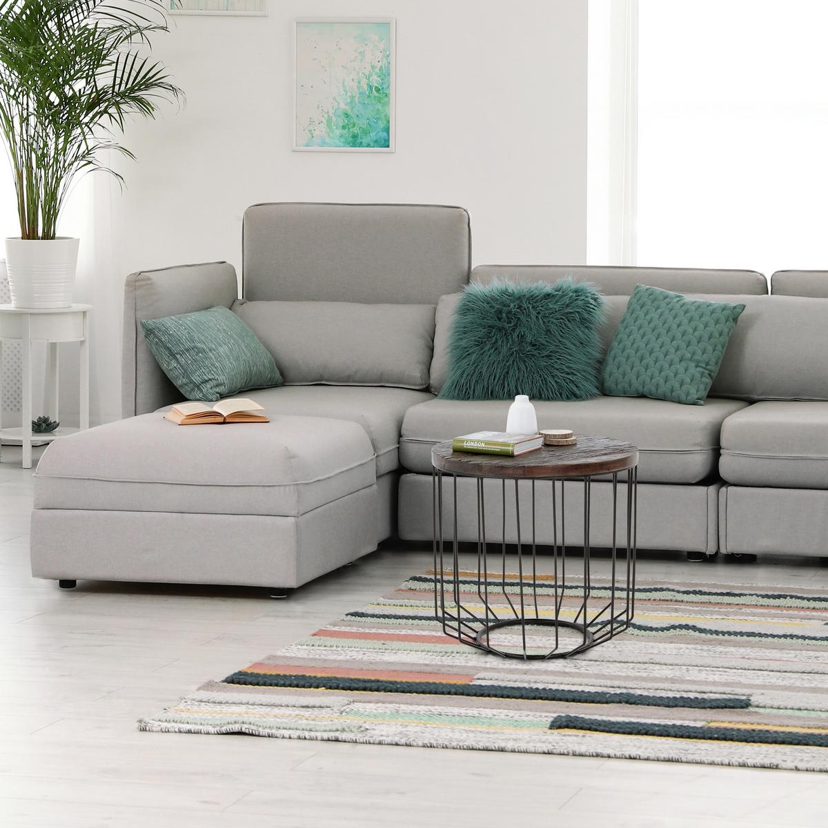 COUCHTISCH rund Ø50x50 cm Natur-Schwarz aus Altholz mit Metallgestell - Braun, Holz (50/50/50cm) - WOMO-DESIGN