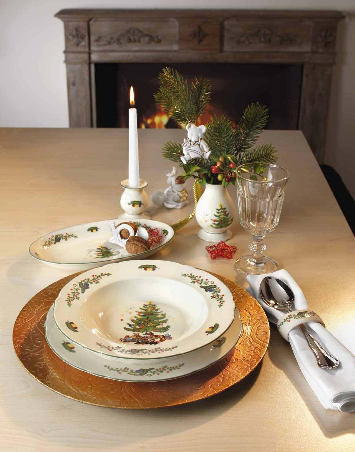 SUPPENTELLER Marieluise Weihnachten weiß-grün ø 23,2 cm 6er Set - Weiß/Grün, Keramik (23.2cm) - Seltmann Weiden