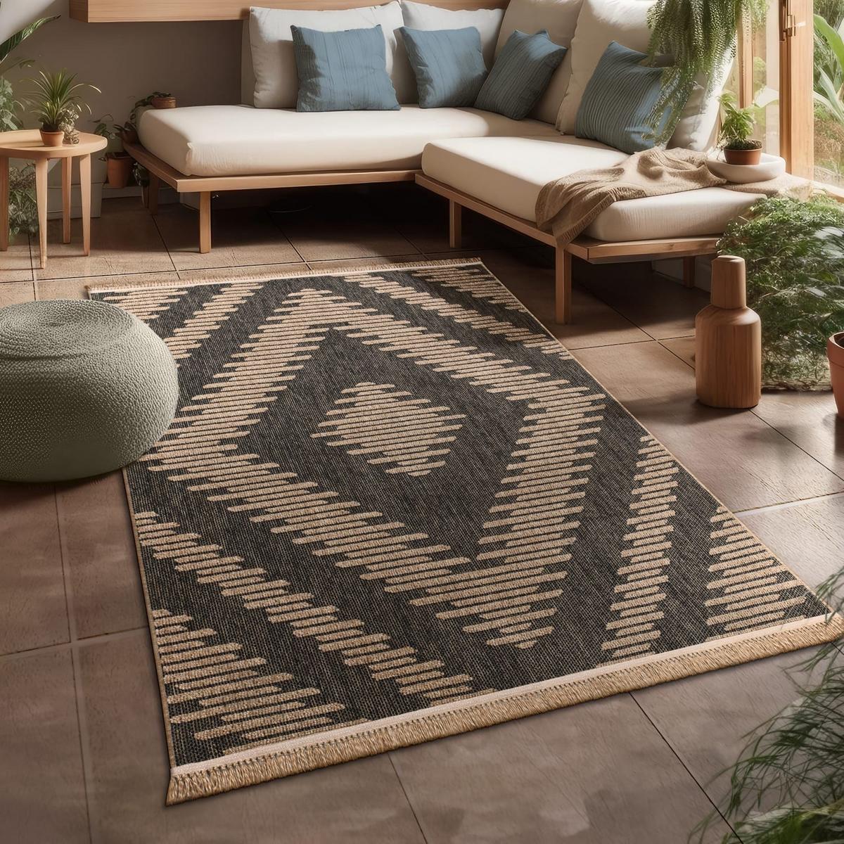 OUTDOORTEPPICH, in Naturoptik, Florhöhe 7 mm, Anthrazit, 160 x 220 cm - Anthrazit, Textil (220/160cm) - KADIMA DESIGN