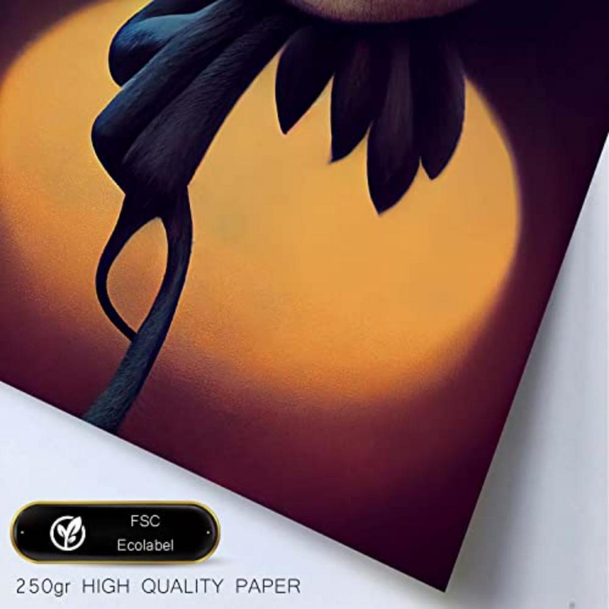 POSTER Set mit 4 Hören Tier im T Burton Goth Stil A4 Weißer Rahmen - Weiß, Papier (29.7/3cm) - Nacnic