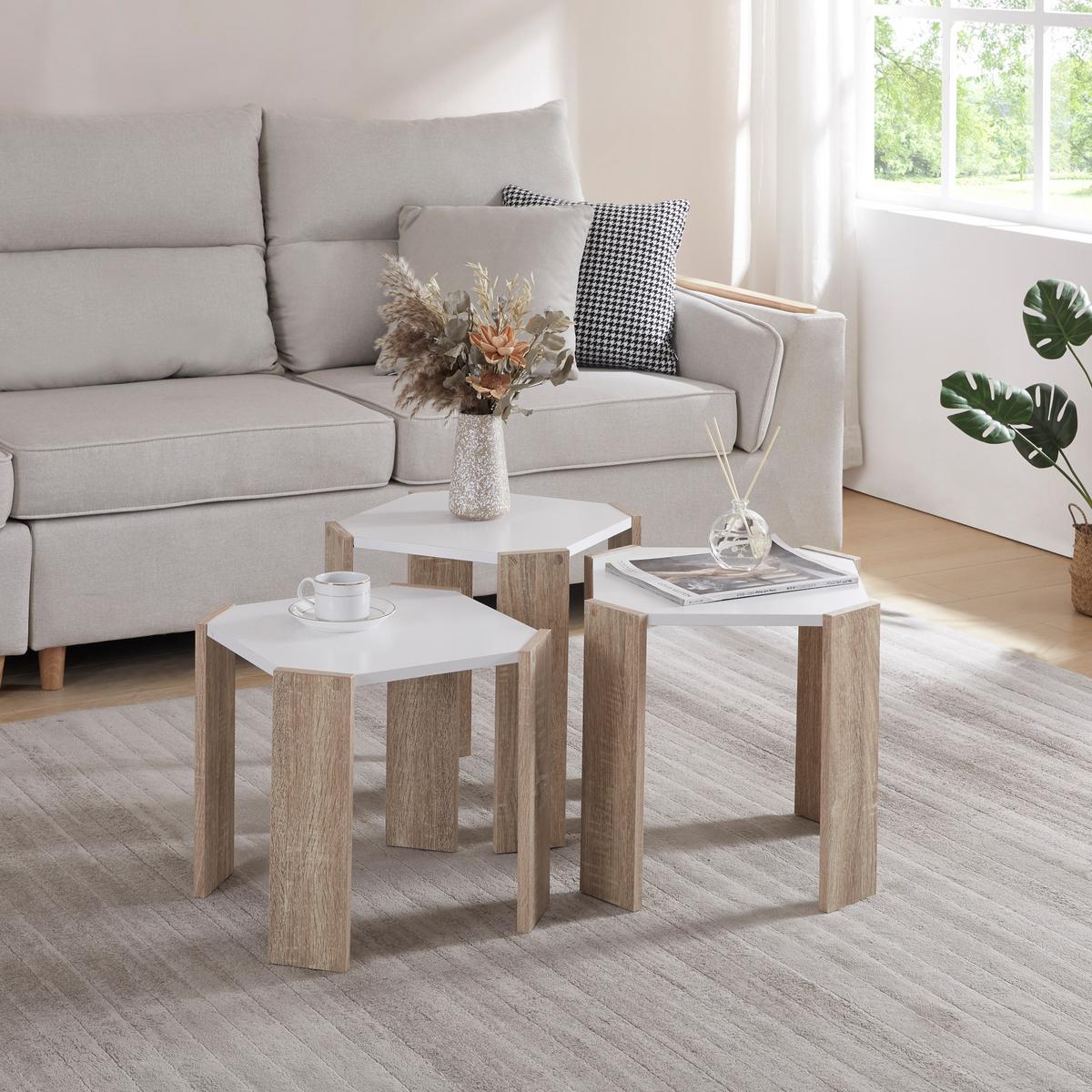 COUCHTISCH-SET 3 TLG. Rantasalmi - Multicolor, Holzwerkstoff (39/39/41.5cm) - [en.casa]