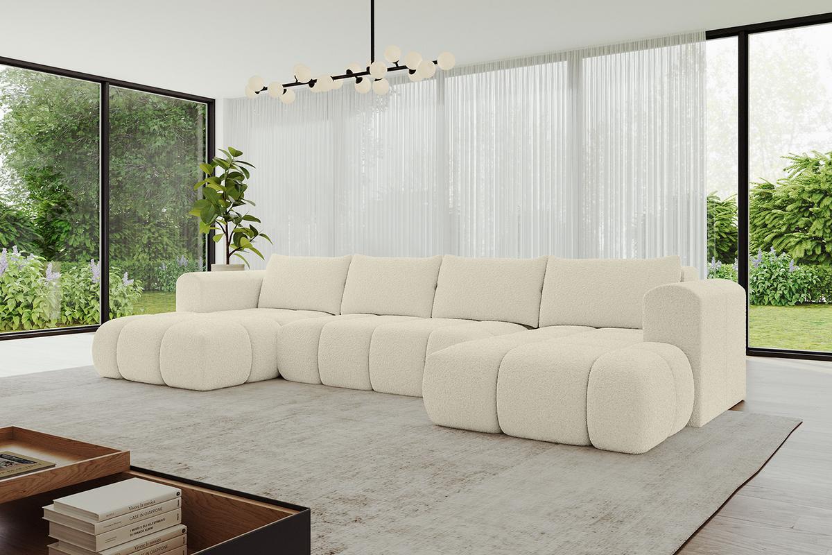 WOHNLANDSCHAFT CLOUD-U 405x185x90 Beige Bouclé - Beige, Holzwerkstoff/Kunststoff (405/90/185cm) - ALTDECOR