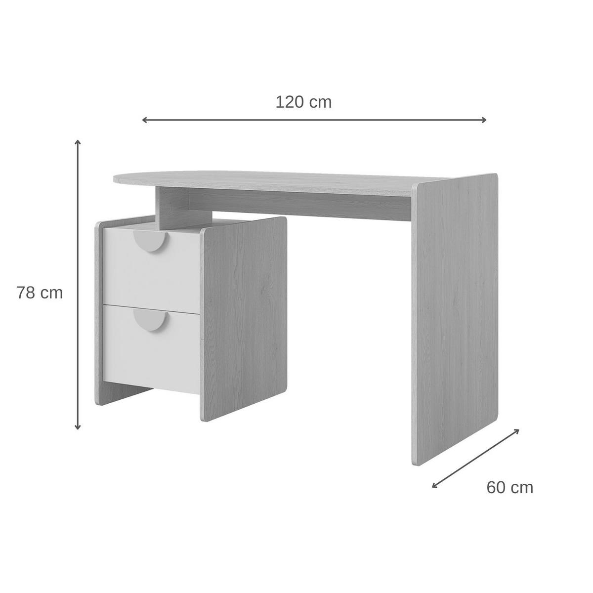 SCHREIBSTICH Lena für Kinder und Jugendliche mit 2 Schubladen, 120 cm, Eiche Cremona/Macadamia/Puderrosa - Eichefarben/Beige, Holzwerkstoff (60/120/78cm) - Beautysofa