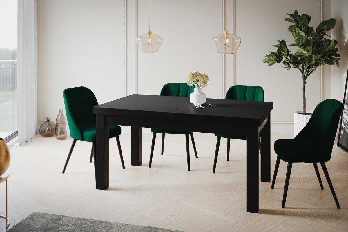 RECHTECKIGER Esstisch Ausziehbar – Moderner Wohnzimmertisch Küchentisch und Esszimmertisch – Tisch mit Holzbeinen, Maßen von 200 – 300 cm – Schwarz - Schwarz, Holzwerkstoff (200/100/78cm) - Alpi-Möbel