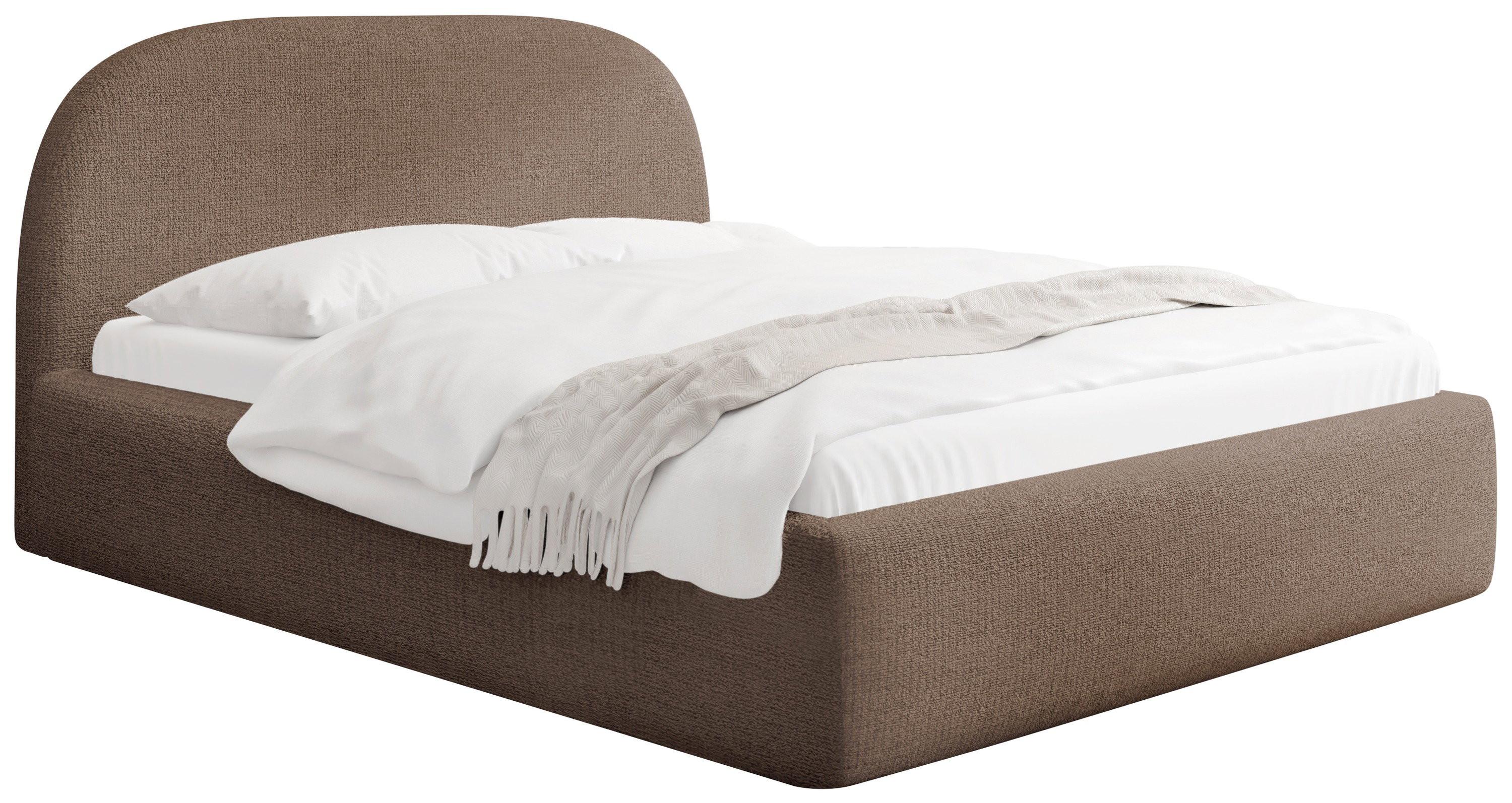 POLSTERBETT Puro mit Bettkasten & Metall-Lattenrost in Braun Chenille 200x200 cm - Birkefarben/Schwarz, Kunststoff/Textil (200/200cm) - WFL GROUP