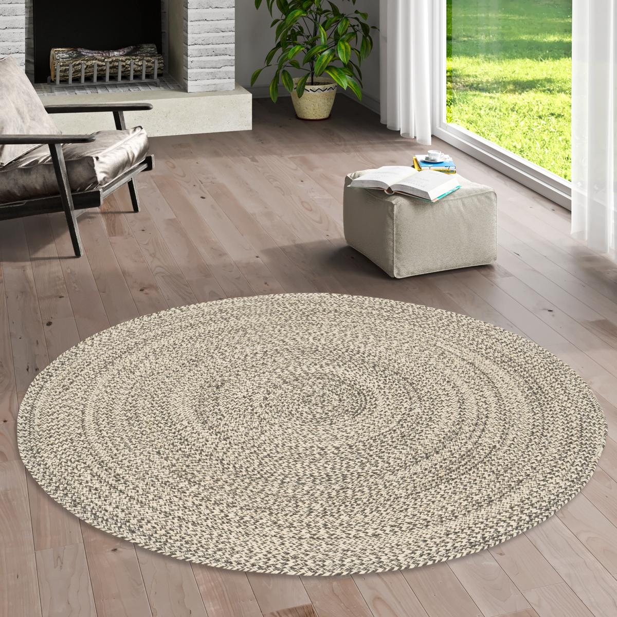 NATURFASER TEPPICH HANDGEFERTIGT JUTE KAYA RUND - Grau, Textil (120/120cm) - Pergamon