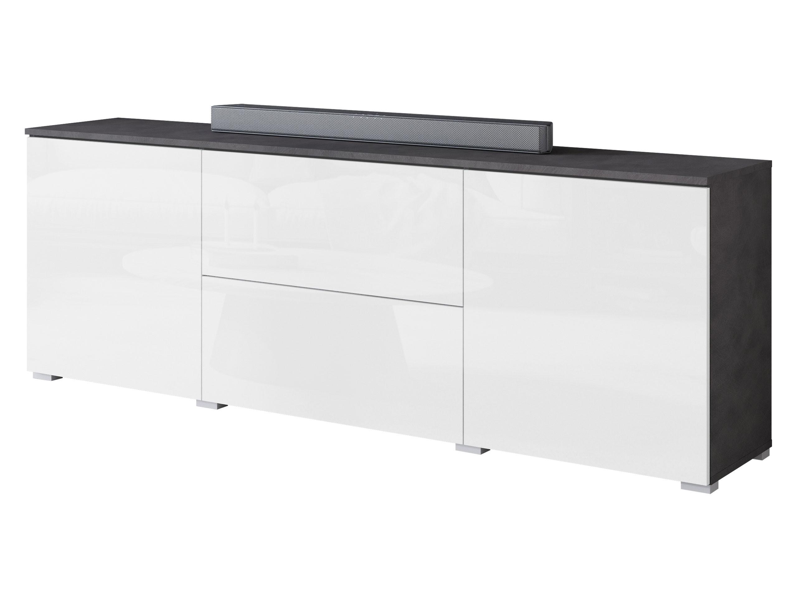 TV-LOWBOARD Vera 180 - Weiß Hochglanz/Silberfarben, Holzwerkstoff/Kunststoff (180/62/35cm) - MIRJAN24