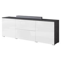 TV-LOWBOARD Vera 180 - Weiß Hochglanz/Silberfarben, Holzwerkstoff/Kunststoff (180/62/35cm) - MIRJAN24