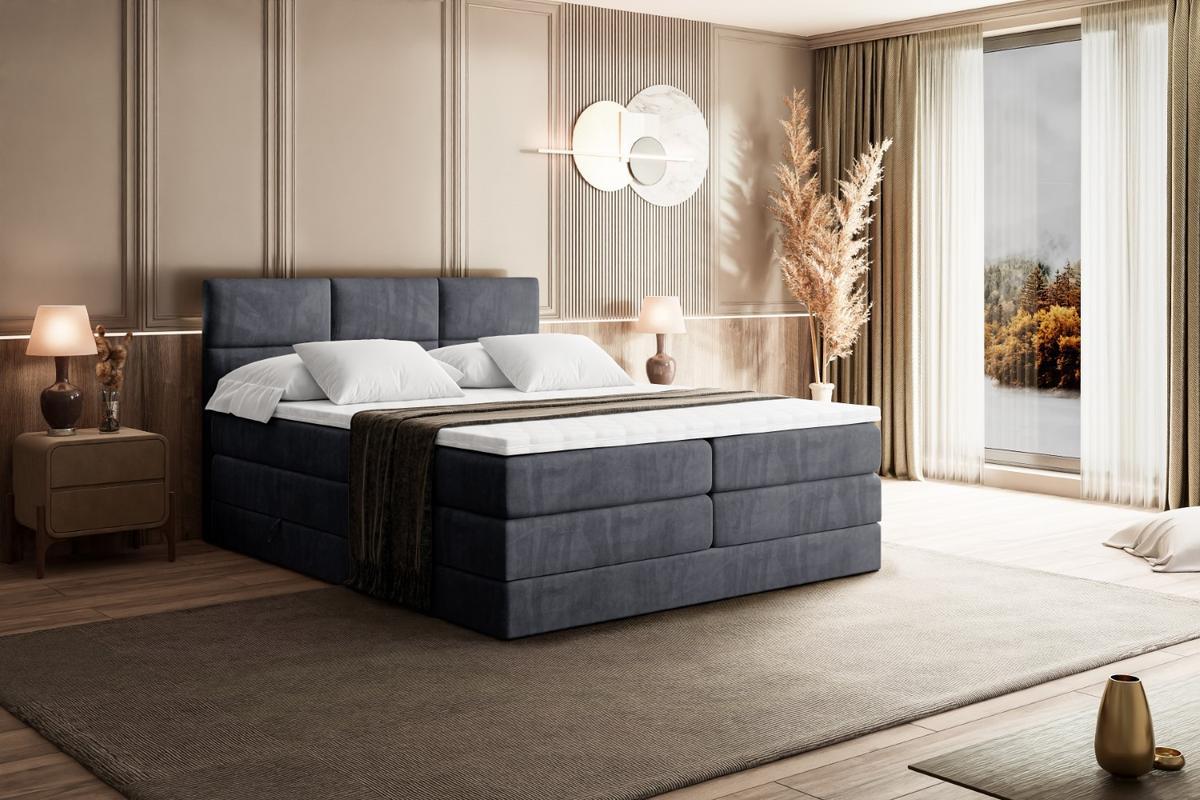 BOXSPRINGBETT MIAMI KING - 140x200 - H3/H4 - Dunkelgrau - Dunkelgrau, Holzwerkstoff (140/200cm) - ALTDECOR