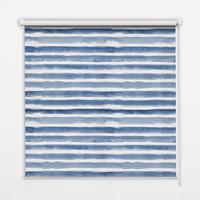 INNENROLLO - Fensterrollo - Rollo - 70x140 cm - Aufgemalte blaue Streifen - Blau, Kunststoff (70/140/0.5cm) - TULUP