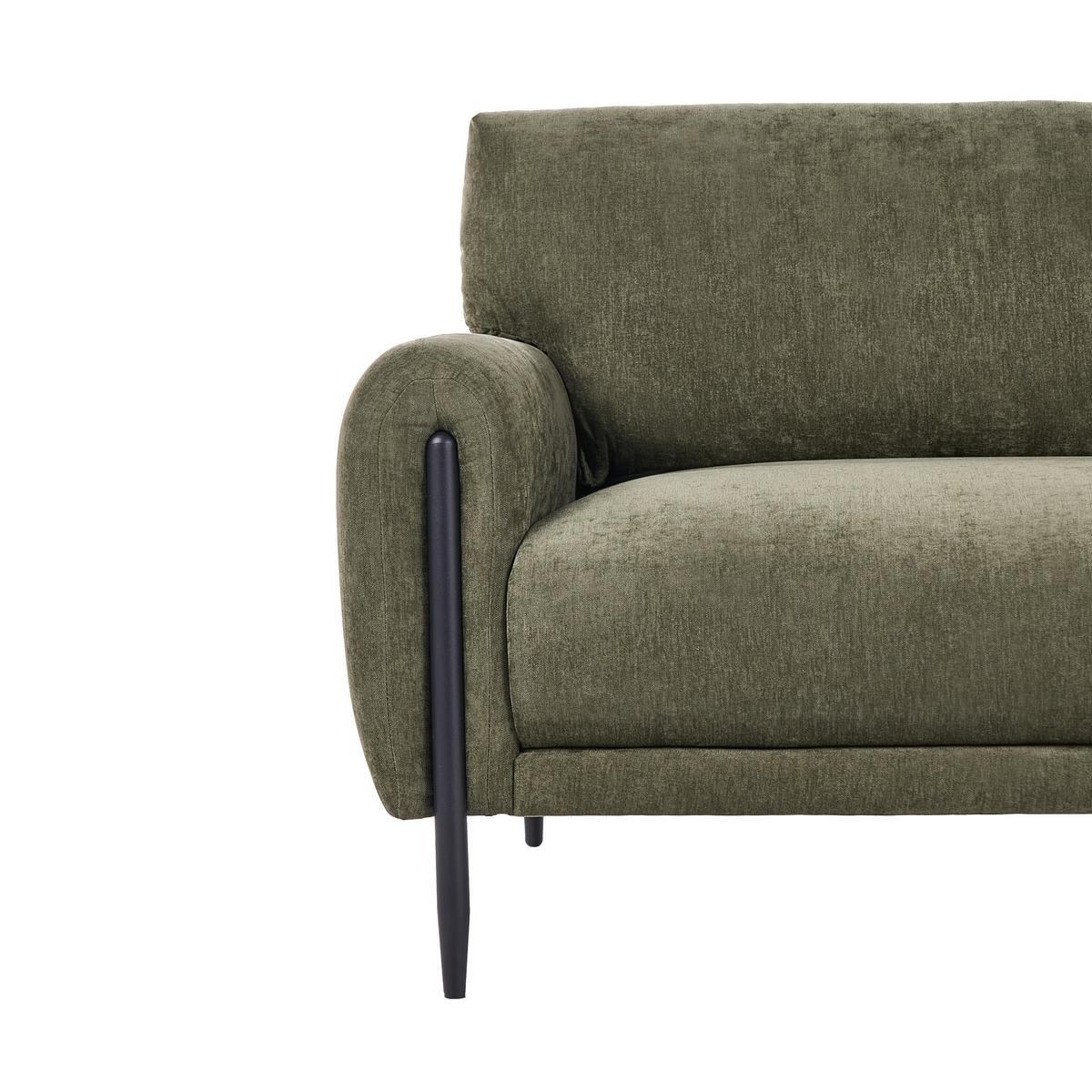 3-SITZER-SOFA Chenillegewebe Grün Skaro - Schwarz/Grün, Textil (214/87/89cm) - Beliani