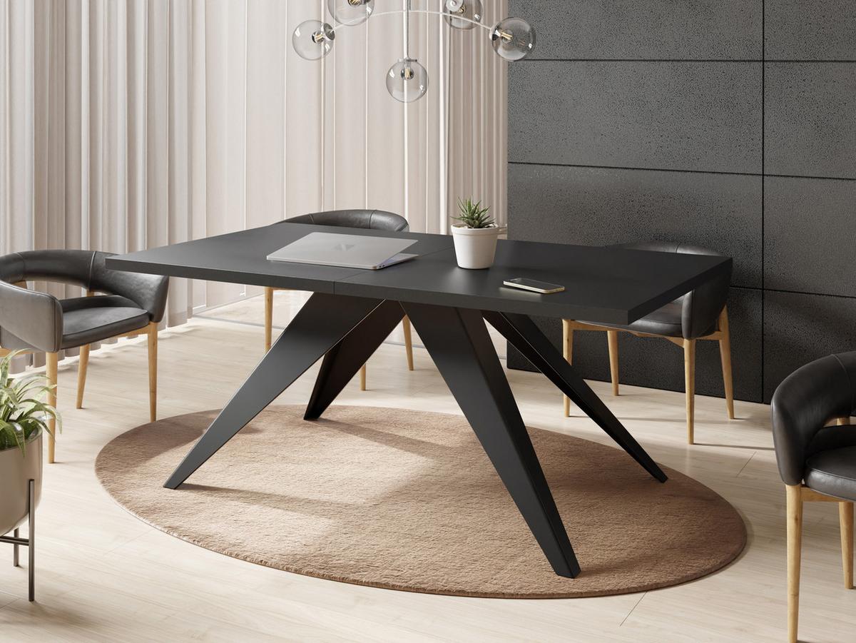 ESSTISCH Vance rechteckig ausziehbar, Schwarz 160-260/90/76 cm - Schwarz, Holzwerkstoff/Metall (90/260/76cm) - WFL GROUP