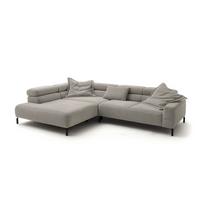 ECKSOFA DELIA Steingrau Cord - Greige/Schwarz, Textil/Metall (312/219cm) - KAWOLA