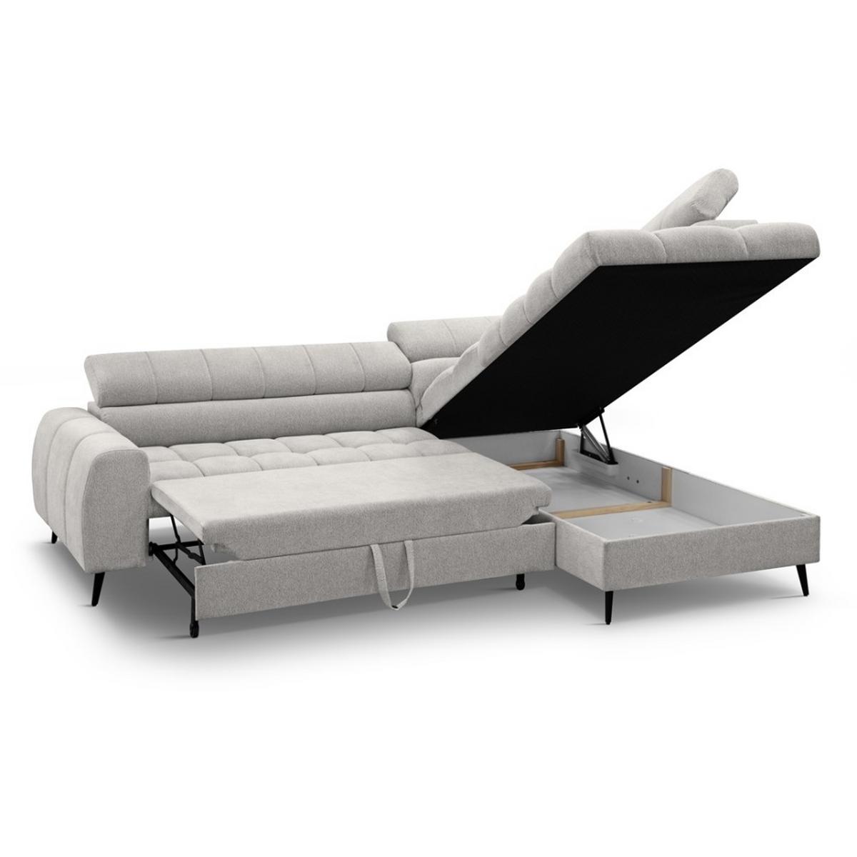 ECKSCHLAFSOFA Vinni Cappuccino, Chenille-Stoff, rechts - Cappuccino, Textil (265/205cm) - Beautysofa
