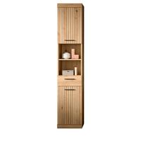 HOCHSCHRANK Eiche Artisan 37 x 191 cm, Badschrank in modernem Design - Schwarz/Eiche Artisan, Holzwerkstoff/Kunststoff (37/191/31cm) - Inn.Furn