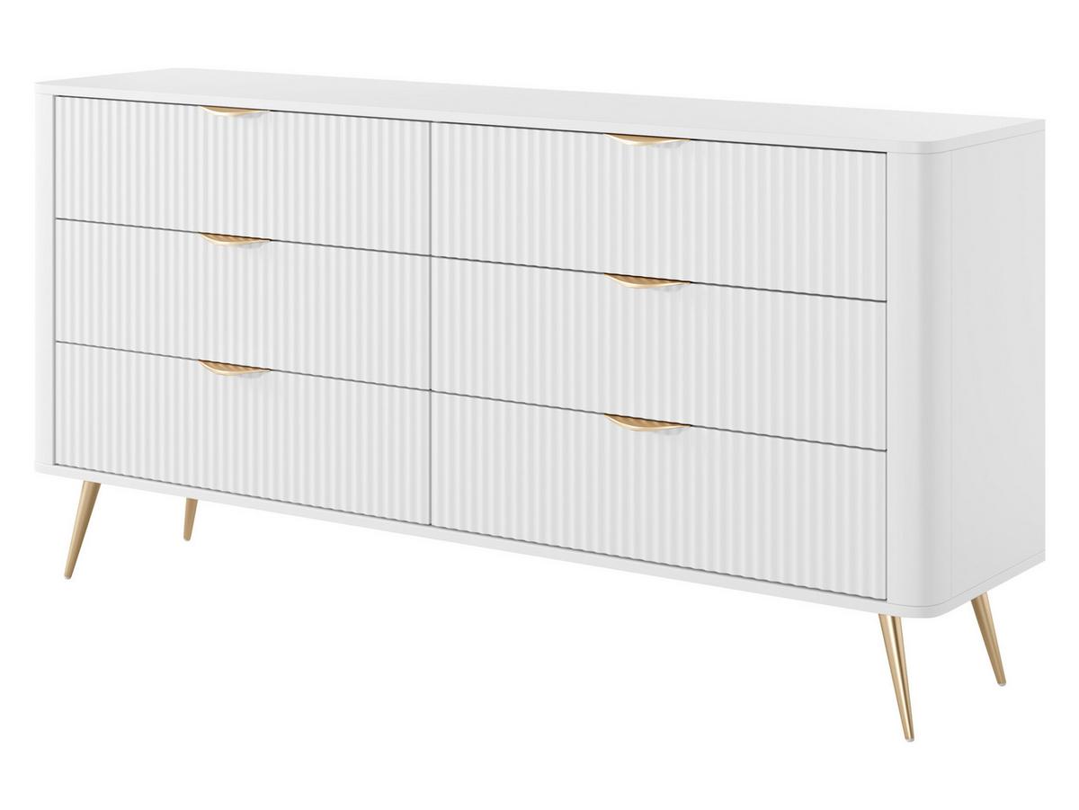 KOMMODE Lante 6S - Goldfarben/Weiß, Holzwerkstoff/Metall (164/82/38cm) - MIRJAN24