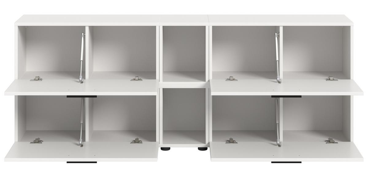 TV-LOWBOARD weiß 176 cm, Fernsehtisch hängend / stehend mit Soft-Close - Schwarz/Weiß, Holzwerkstoff/Kunststoff (176/67/34cm) - Inn.Furn