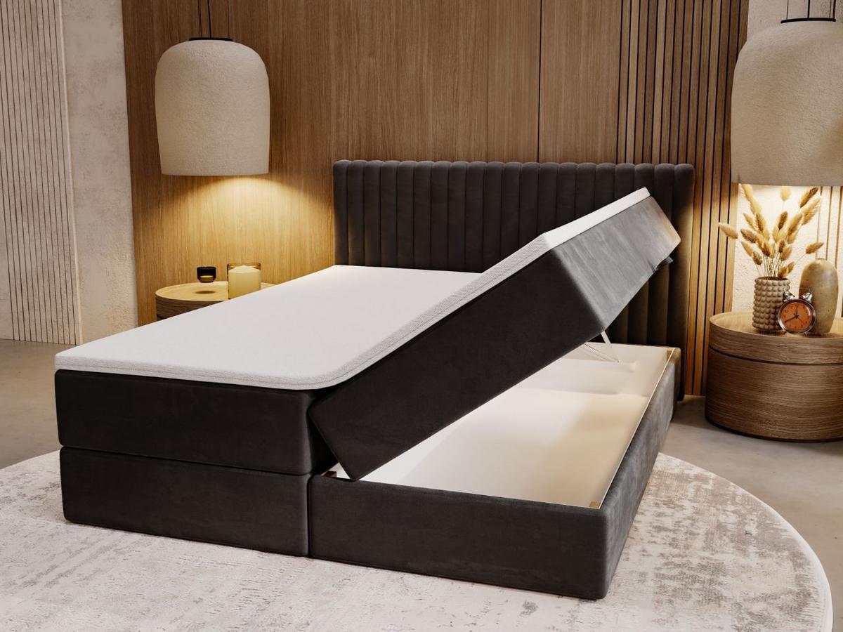 BOXBETT Marbella 200x200 Anthracite - Anthrazit, Holz/Textil (200/200cm) - Graingold