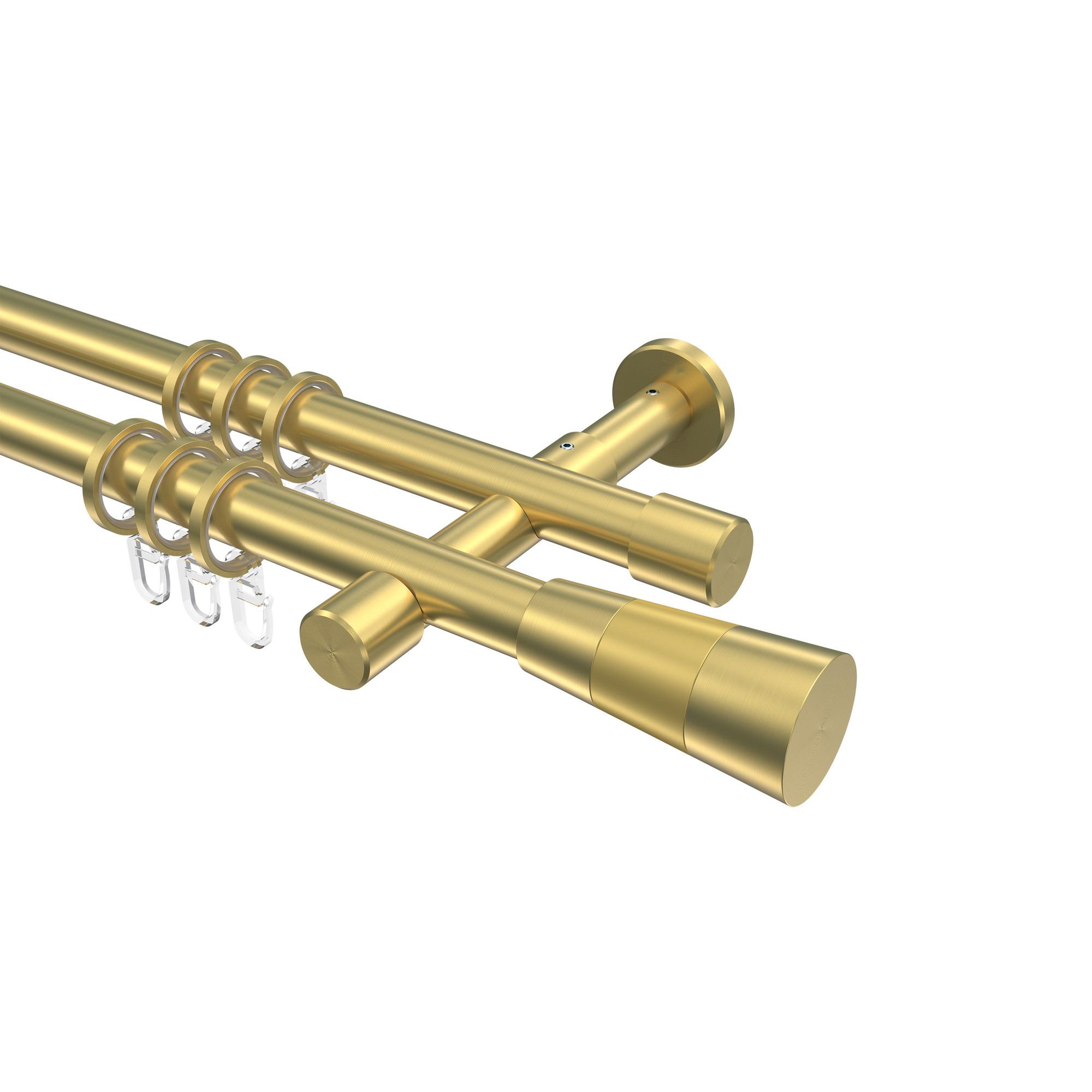 GARDINENSTANGE Prestige Tanara 280 cm (geteilt in 2 x 140 cm), 2-läufig, 20 mm Ø Messing-Optik - Messingfarben/Goldfarben, Metall (280cm) - INTERDECO