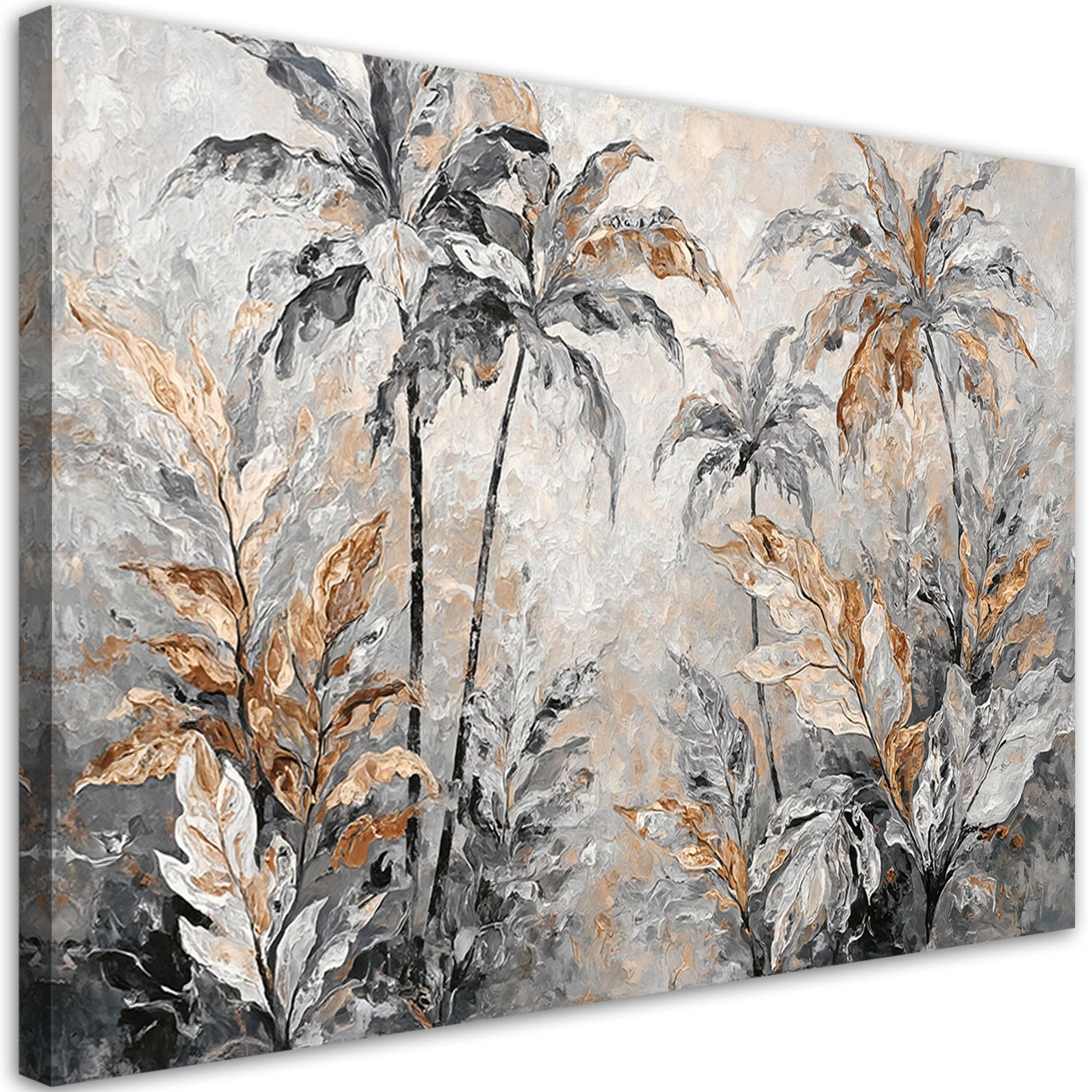 WANDBILD palmblätter abstrakt - Silberfarben, Textil (60/40cm) - Feeby