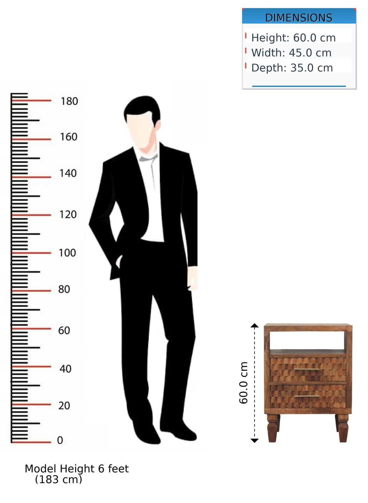 NACHTKASTEN Arno in Goldenem Teak, 2 Schubladen und Offenes Regal, Hellbraun - Messingfarben/Braun, Holz/Metall (45/60/35cm) - Artisan Furniture