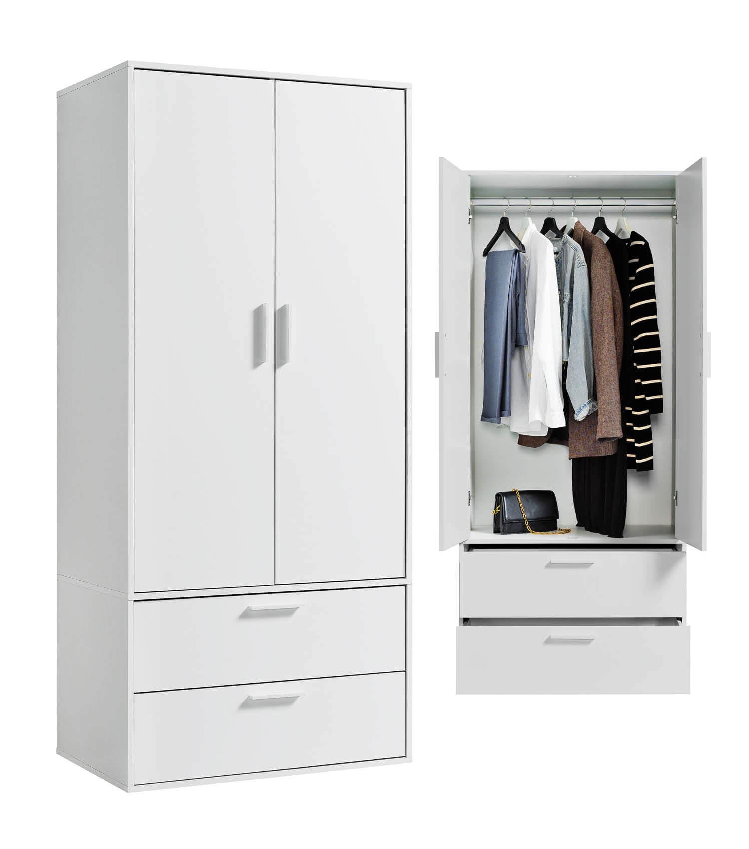 KLEIDERSCHRANK Der Kleiderheld - Weiß, Holzwerkstoff (80/180/51cm) - Mokebo