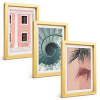 BILDER SET 3er Set - 20x30 cm Goldrahmen - Pastellfarbene Spiralarchitektur - Goldfarben, Kunststoff (20/30cm) - TULUP