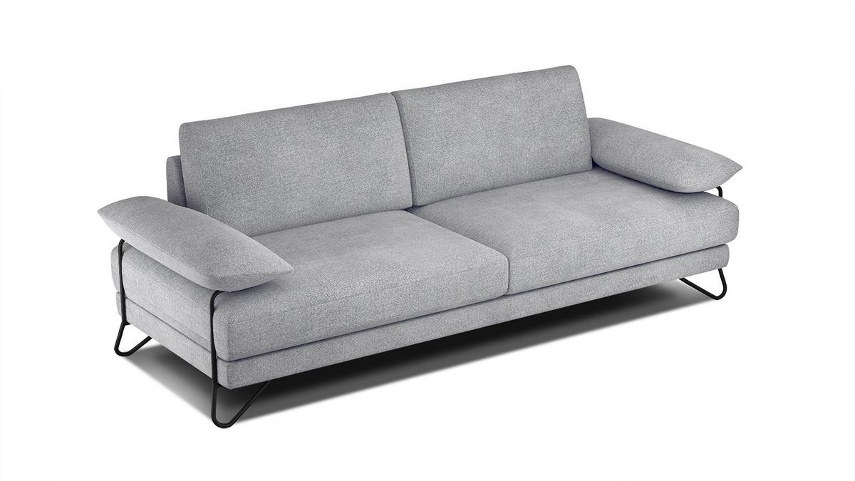 SOFA LORI 3-Sitzer, silberfarben - Silberfarben/Schwarz, Holzwerkstoff/Textil (245/87/96cm) - Wozimo