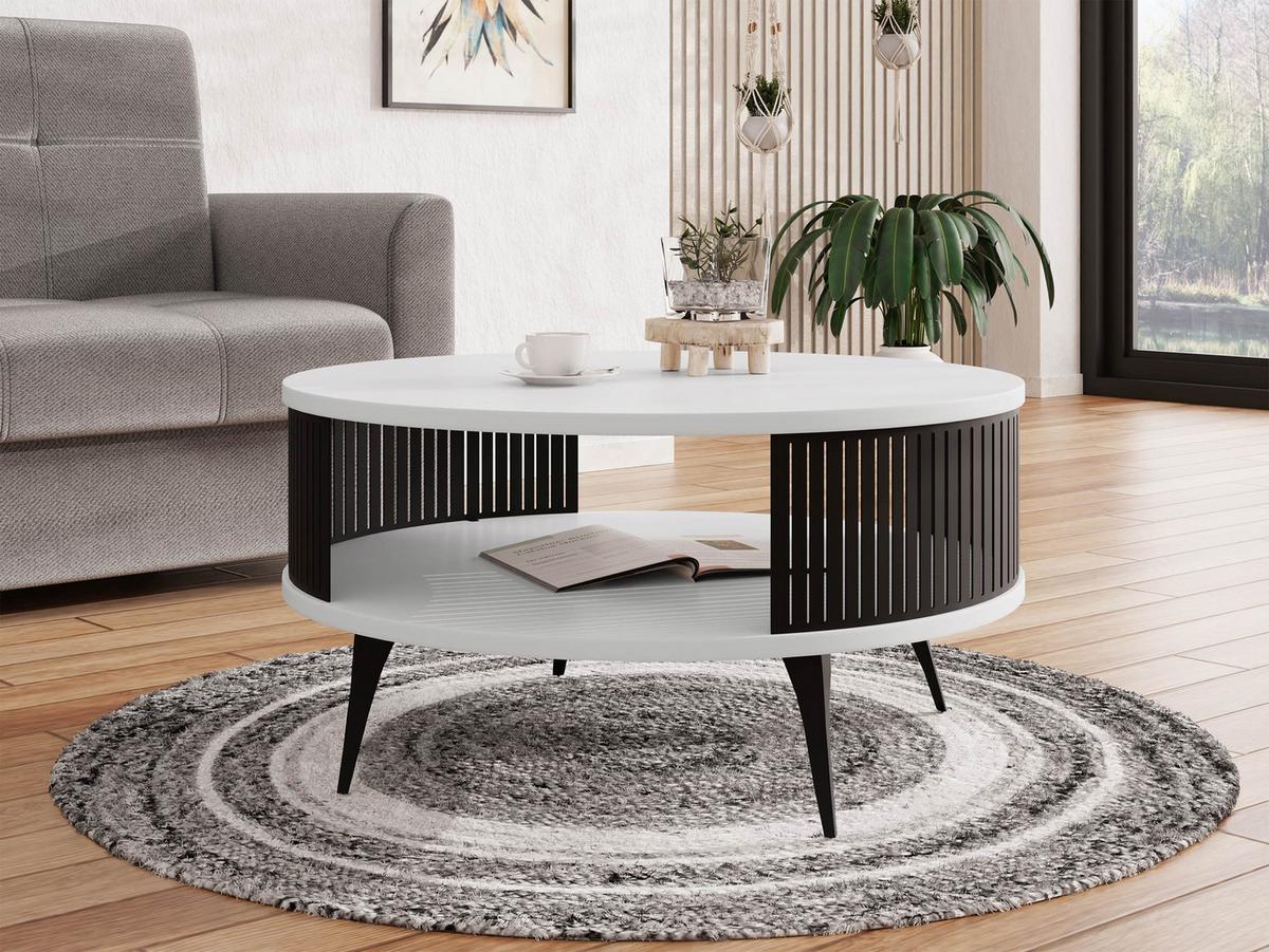 COUCHTISCH Roenni - Schwarz/Weiß, Holzwerkstoff/Metall (75/75/44cm) - MIRJAN24