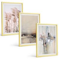 BILDER SET 3er Set - 40x60 cm Goldrahmen - Abstrakte Vegetationsmuster - Goldfarben, Kunststoff (40/60cm) - TULUP