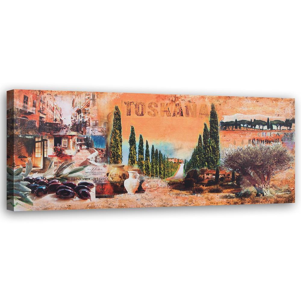 WANDBILD toskana postkarte - Orange, Textil (90/30cm) - Feeby