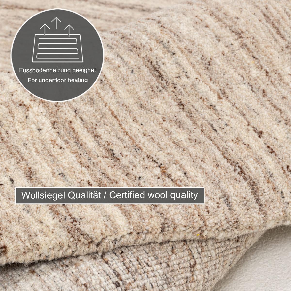 HANDWEBTEPPICH Pure 190x190 cm - Beige, Textil (190/190cm) - THEKO