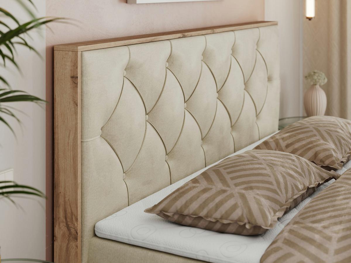 BOXBETT VENETO 160/200 Beige Velvet - H3 - Beige, Holz/Textil (160/200cm) - MKS