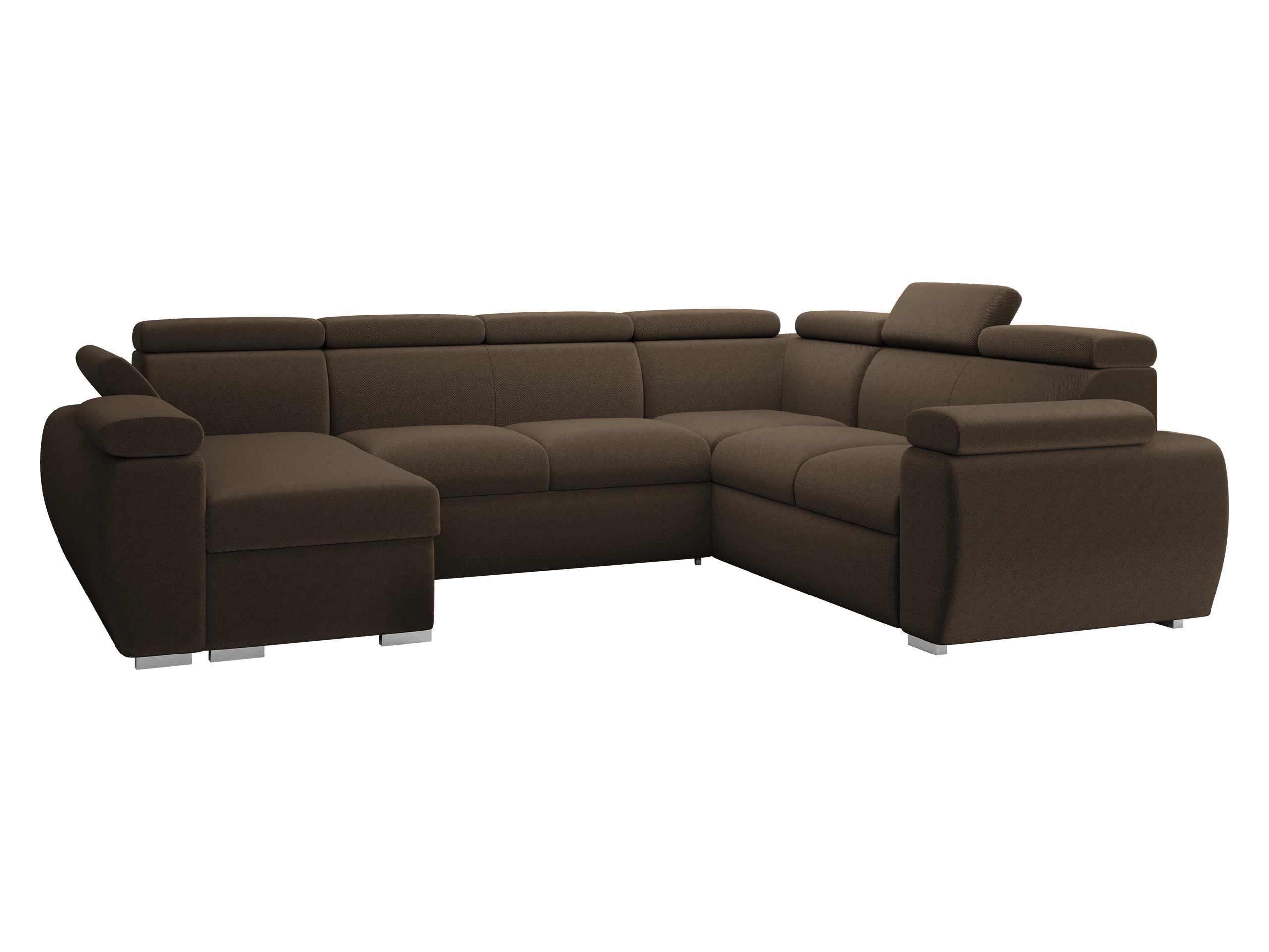 WOHNLANDSCHAFT Boston U, Seite: Links - LC+2P+R+2R - Chromfarben/Braun, Holz/Textil (325/98/260cm) - MIRJAN24