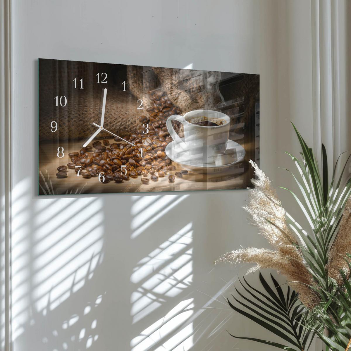 WANDUHR aus Glas 60x30 cm - Kaffee - Braun, Glas (60/30/0.4cm) - TULUP
