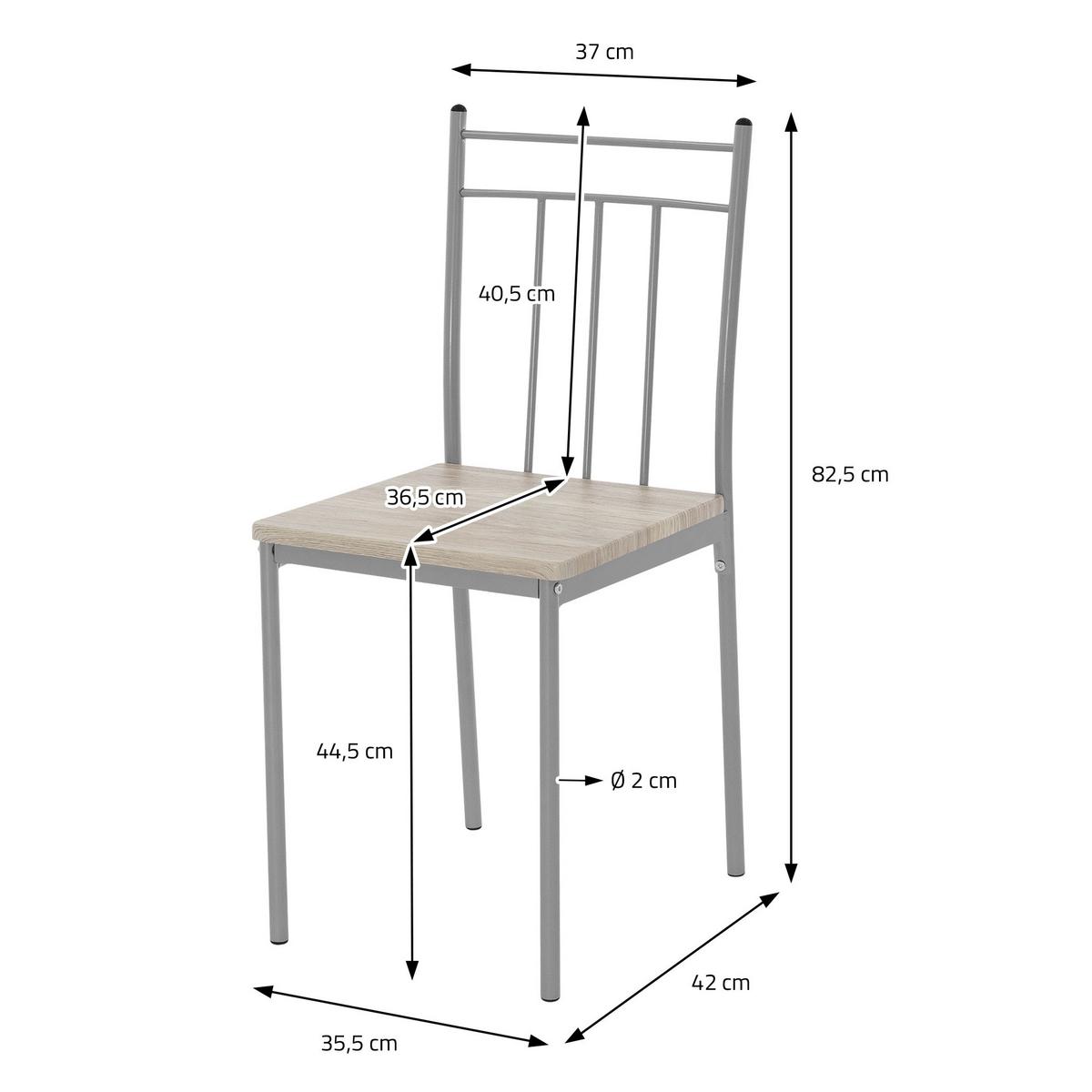 ESSTISCH SET 5-teilig Eiche hell - Beige/Grau, Holzwerkstoff/Metall (70/82.5/110cm) - ML-DESIGN