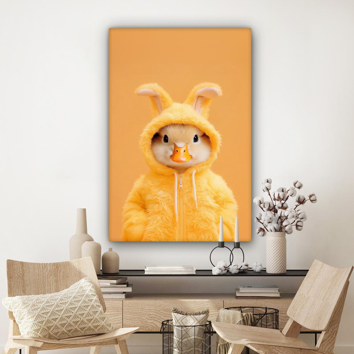 LEINWANDBILD Osterhase - Kostüm - Ente Deko XXL 80x120 cm - Gelb, Textil (80/120cm) - MuchoWow