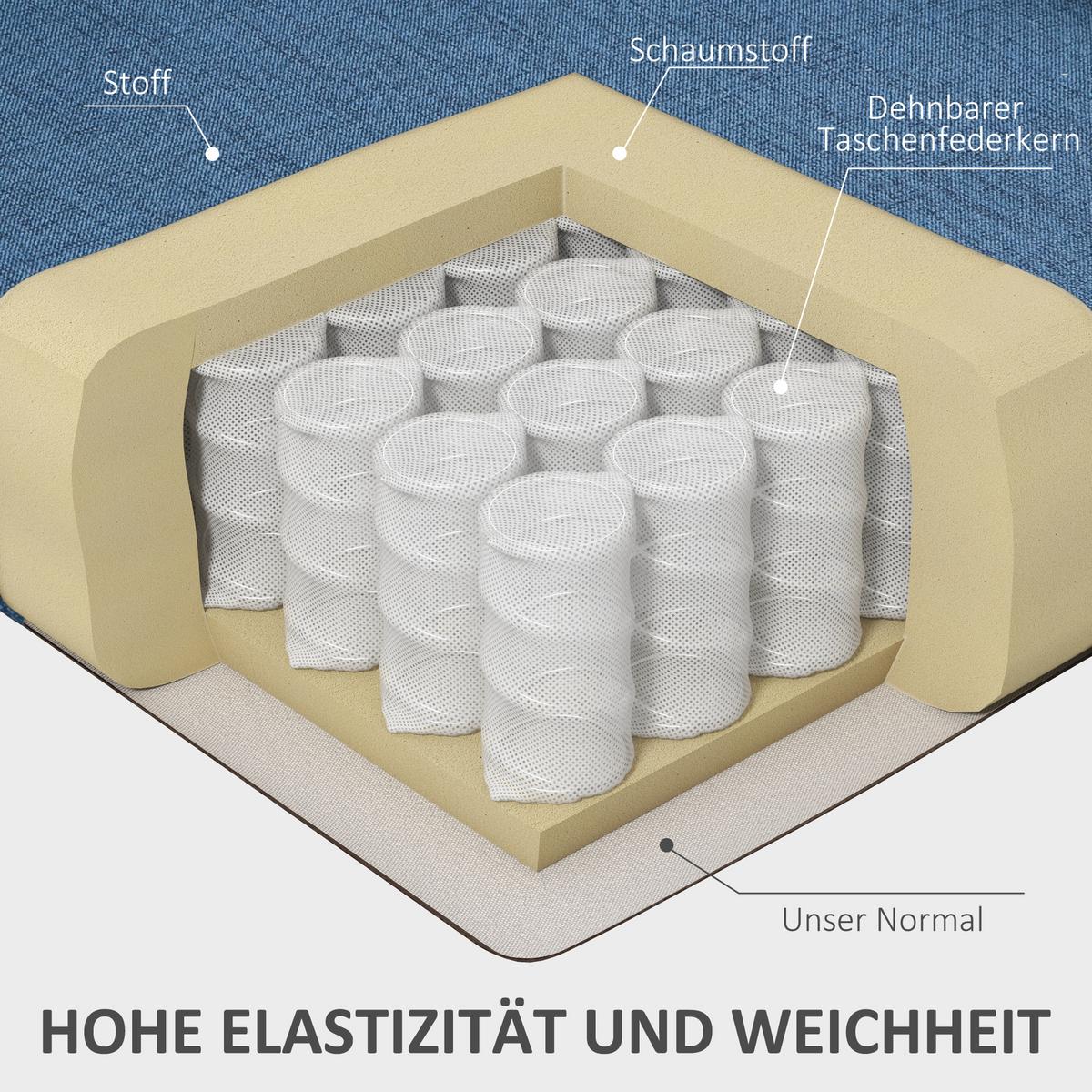 OHRENSESSEL Gepolstert Sessel mit Tufting, hoher Rückenlehne bis 160 kg, Blau - Blau/Schwarz, Holz/Textil (86/102/74cm) - HOMCOM