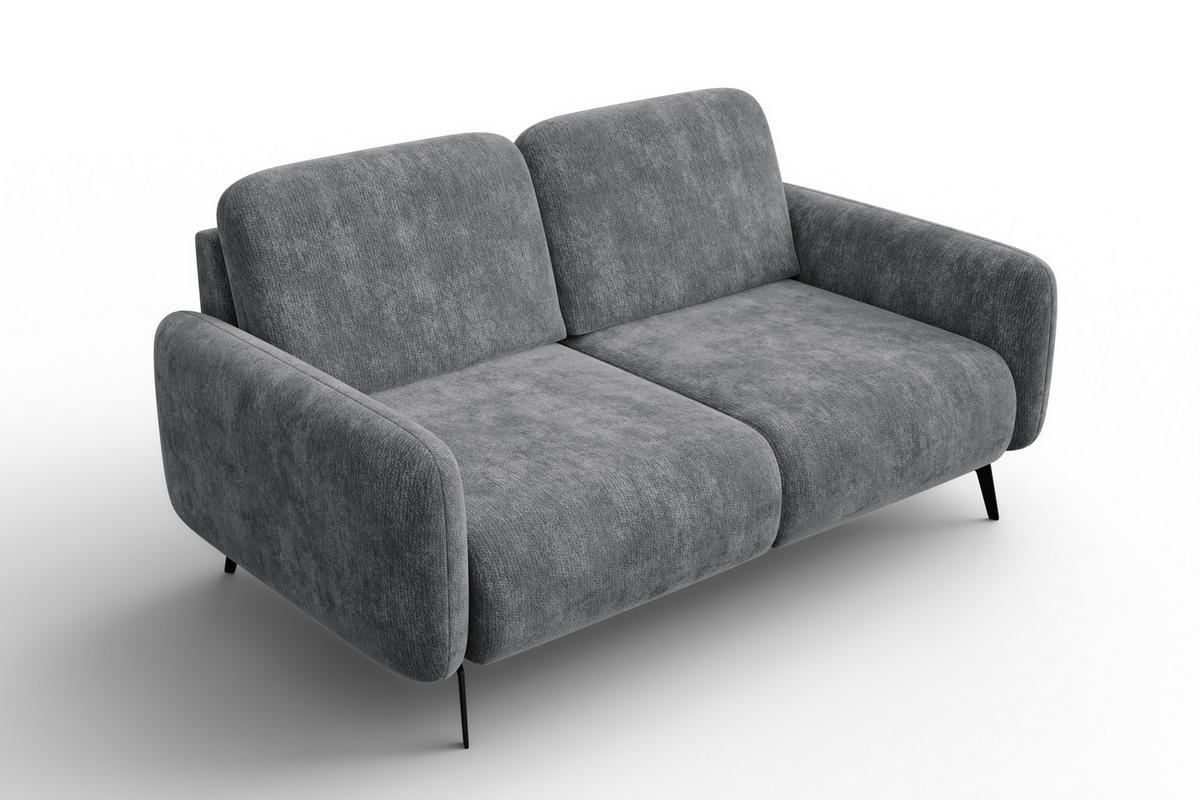 SOFA FEBE 2-Sitzer, grauer Chenille-Stoff - Schwarz/Grau, Holz/Textil (160/82/96cm) - Wozimo